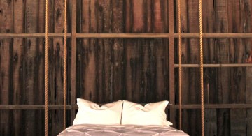 hanging swing bed in a rustic cabin