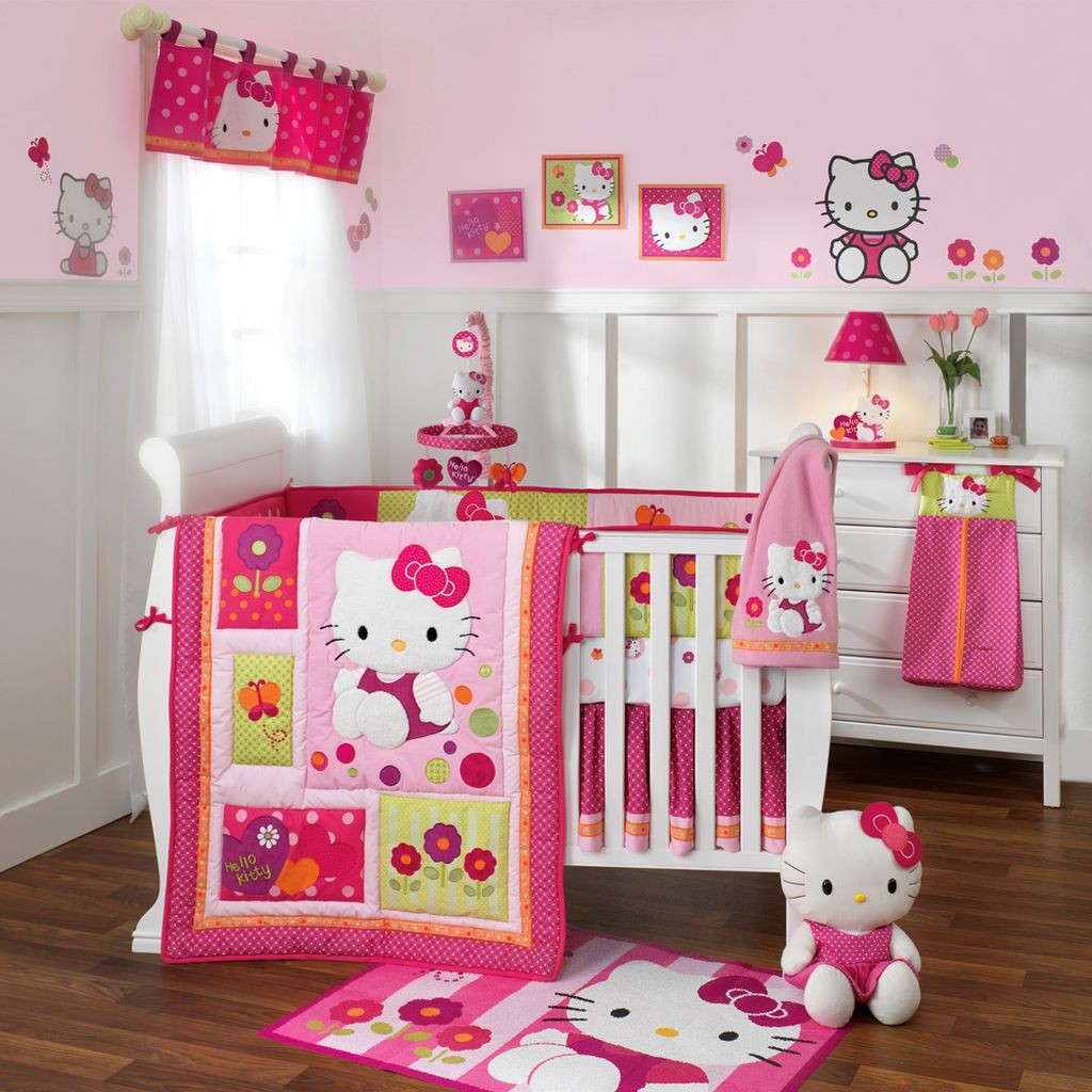 hello kitty themed cute baby girl bedding ideas