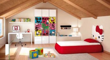 hello kity girls bedroom designs for attic room