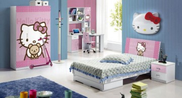 hello kity girls bedroom designs in blue and pink