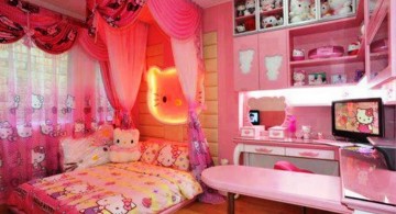 hello kity girls bedroom designs with canopied bed