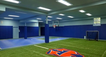 indoor home basketball courts in the basement