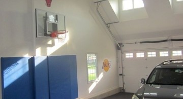 indoor home basketball courts that also a garage