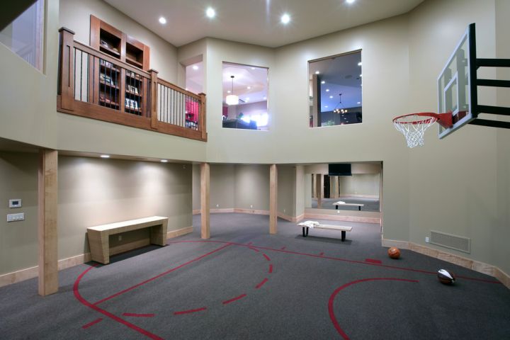 indoor home basketball courts with indoor balcony