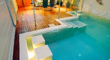 indoor swimming pool designs with side seats for limited space