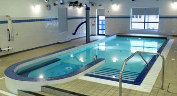 indoor swimming pool with track lighting