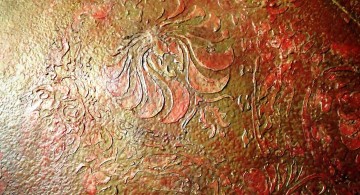 interior textured wall designs in red and orange