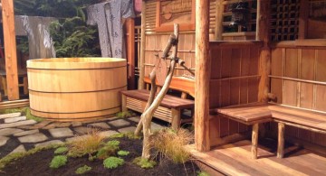 japanese garden designs for small spaces with wooden tub