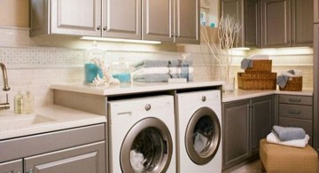 khaki colored small laundry room designs