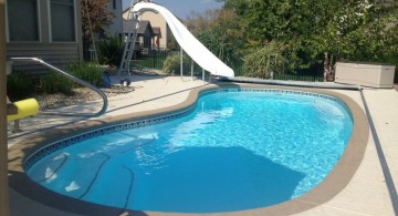 kidney shaped swimming pools with slide