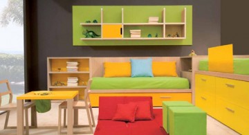 kids playroom design ideas in green and yellow with smart storages