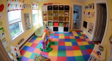 kids playroom design ideas through fish eye lens