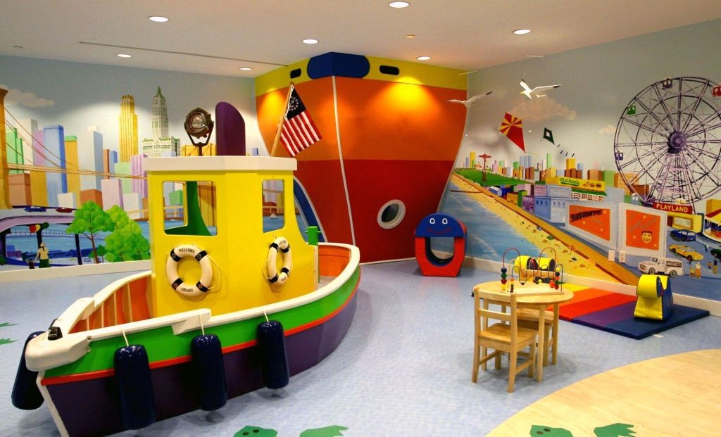 kids playroom design ideas with big and small boats