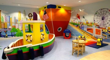 kids playroom design ideas with big and small boats