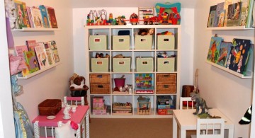kids playroom design ideas with smart shelving for small space