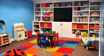 kids playroom design ideas with wall shelves