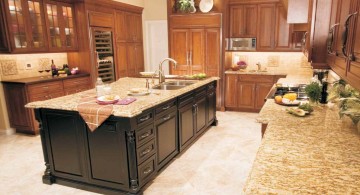 kitchen island with sink with marble countertop