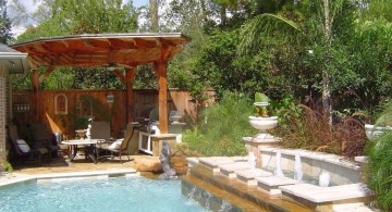 landscape fountain design ideas for the poolside