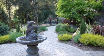 landscape fountain design ideas with dolphin shaped fountain