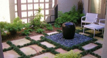 landscape fountain design ideas with small fountain jug for small space