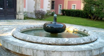 landscape fountain design ideas with stone fountain