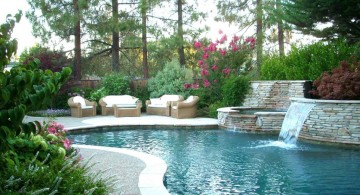 landscaping designs with big rocks as pool walls