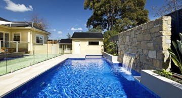 lap pool designs with small waterfalls