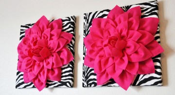 large flower in zebra print base pink and black wall decor