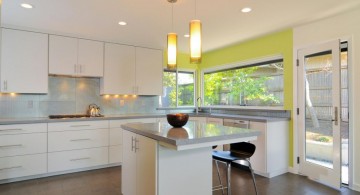 lime green accent walls for contemporary kitchen