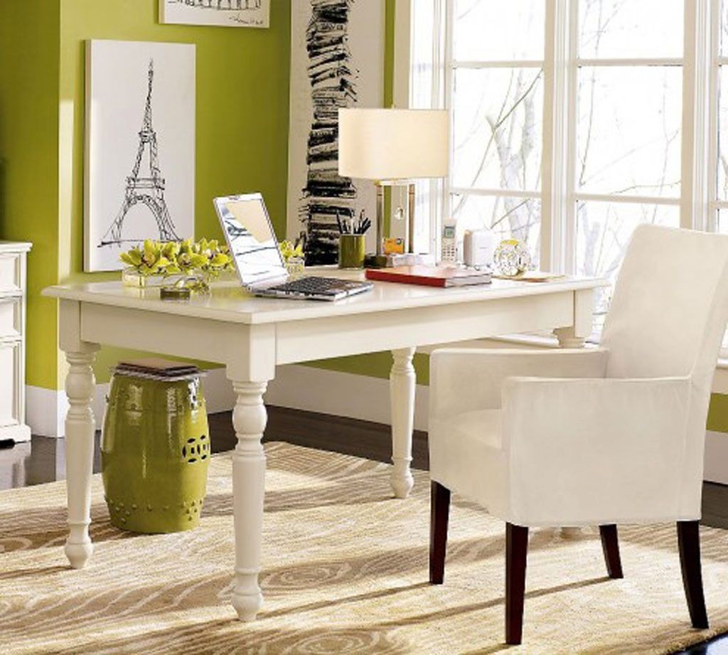 lime green accent walls for home office