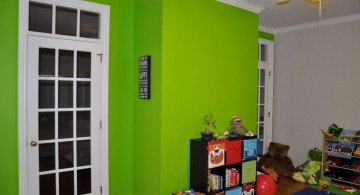 lime green accent walls for playroom
