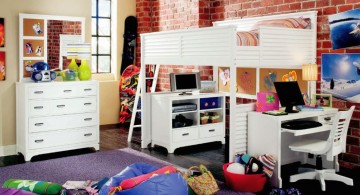 loft bed with desk white for wide space