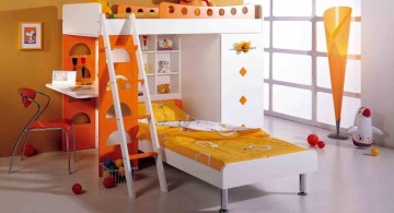 loft bed with desk white in orange