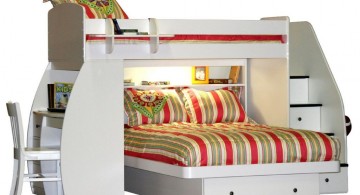 loft bed with desk white with stripes linens