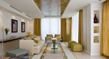 long living room ideas in gold and white color scheme