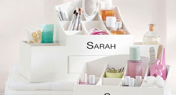 make up storage cabinet ideas with monogram