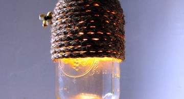 making a pendant light with rope and mason jar