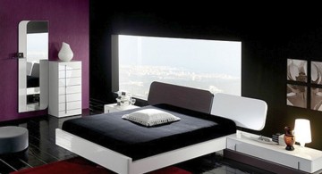 masculine pink and black bedroom decor with black wall and darker pink shade