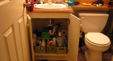 messy under the sink make up storage cabinet ideas