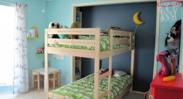 minimalist boys blue room with bunk beds