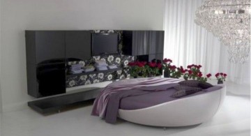 minimalist circular bed in grey and white