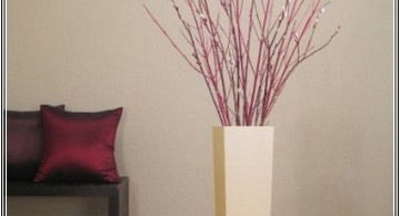 minimalist floor vase with branches in white