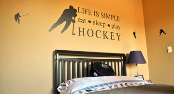 minimalist hockey bedrooms with wall decals