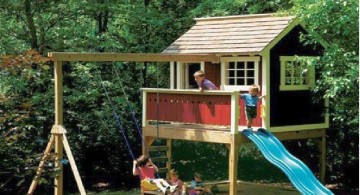 minimalist luxury outdoor playhouse with slide