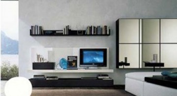 minimalist modern furniture for living room with floating shelves