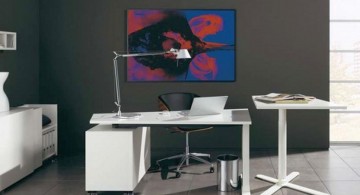 minimalist office furniture in industrial grey room