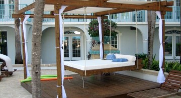 minimalist outdoor hanging swing bed