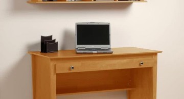 minimalist single sleek office desk with floating shelf