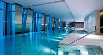 minimalist top floor indoor swimming pool