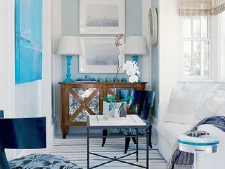 minimalist turquoise living room